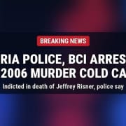 FFP illustration with the words Breaking News, Fostoria Police and BCI Arrest Man in 2006 Murder Cold Case